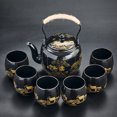 thumbnail image 1 of Black Glaze Large Capacity Tea Set Simple Ceramic Handle Pot Tea Cup Set Home Office Gift Giving, 1 of 6