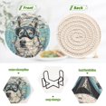 thumbnail image 4 of Haosy Set of 6 Drink Woven Coaster with Holder Heat Resistant Non-Slip Bar Coasters 4 Inches Dog Diver in Sea, 4 of 7