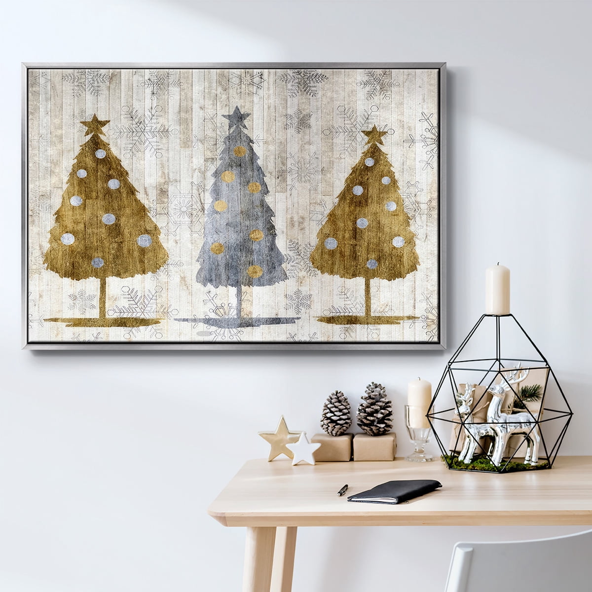 Sophisticated Christmas Collection A - Framed Gallery Wrapped Holiday Canvas - 27 x 41 - Silver Frame