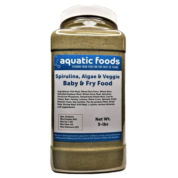 Baby & Fry Food of Spirulina, Algae, Vegetables for Tropicals, Koi & Pond Fish...5-lb Lg Jar