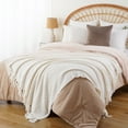 thumbnail image 6 of Battilo Cream Throw Blanket for Couch,Neutral Knit Blanket with Fringe,White Textured Throw,50"x60", 6 of 9