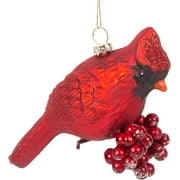 The Bridge Collection 5" Cardinal with Berries Ornament - Bird Ornament - Red Ornament for Christmas Tree - Cardinal Decor