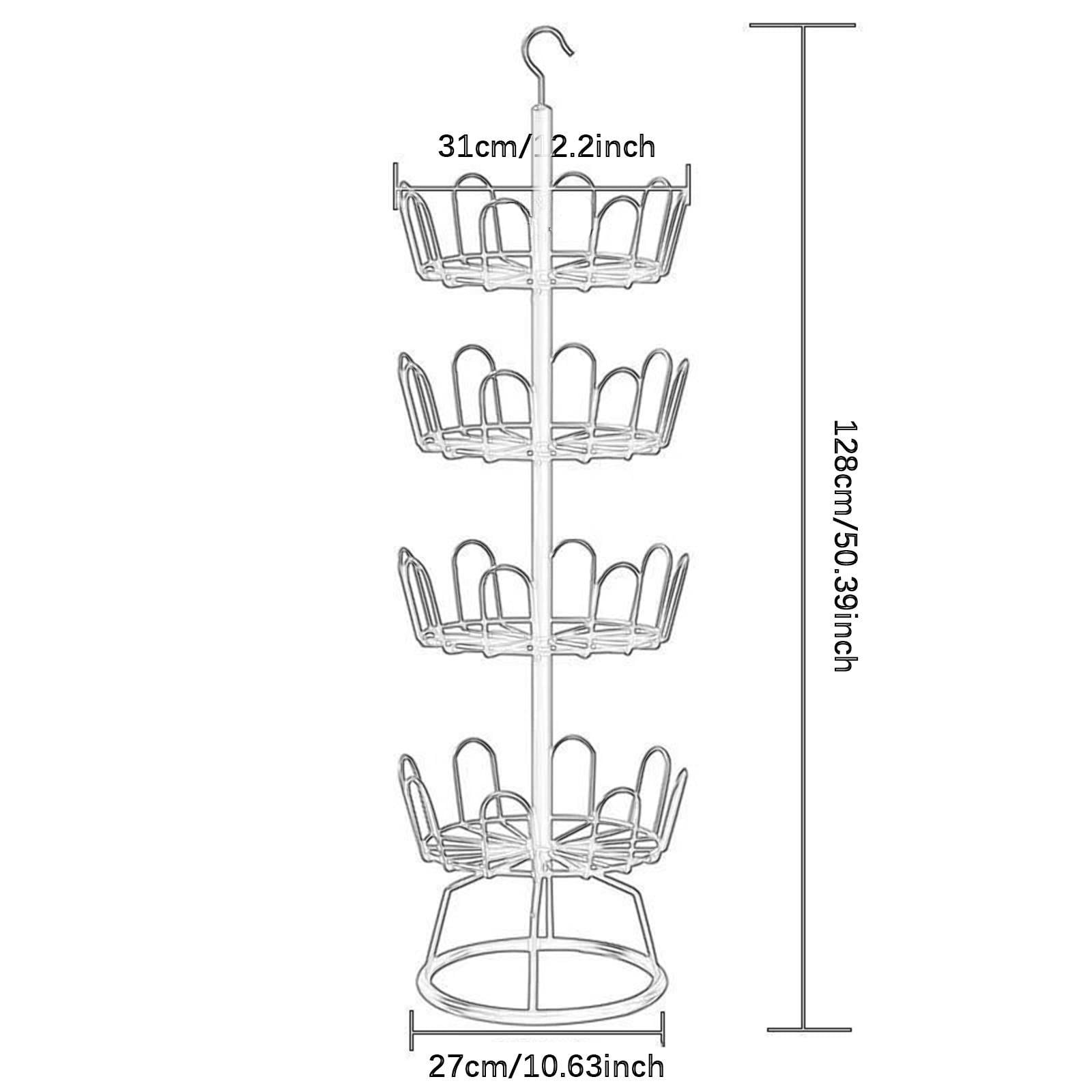 Fiocias 4 Tier Revolving Shoe Tree Round Shoe Organizer Rack Multifunctional 4 Tier Shoe White