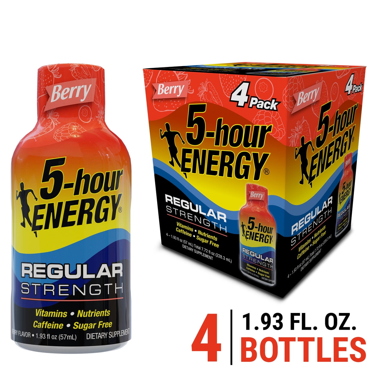 1.93 fl oz 1/22 exp. Berry Lot of 4 bottles 5-Hour Energy Extra Strength Shot 