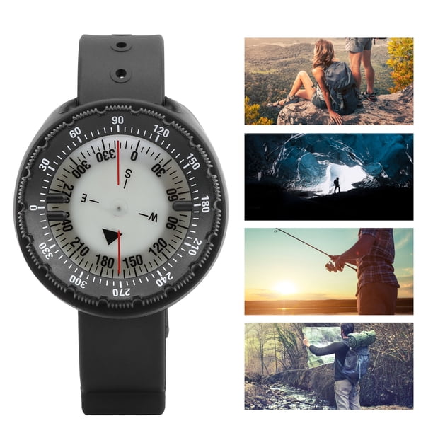 Boussole De Poignet étanche – Montre Boussole, Immersion 50 M, Plage -30°C à 60°C, Lentille En Verre, Bracelet ABS – Pour Plongée, Rando, Vélo, Camping