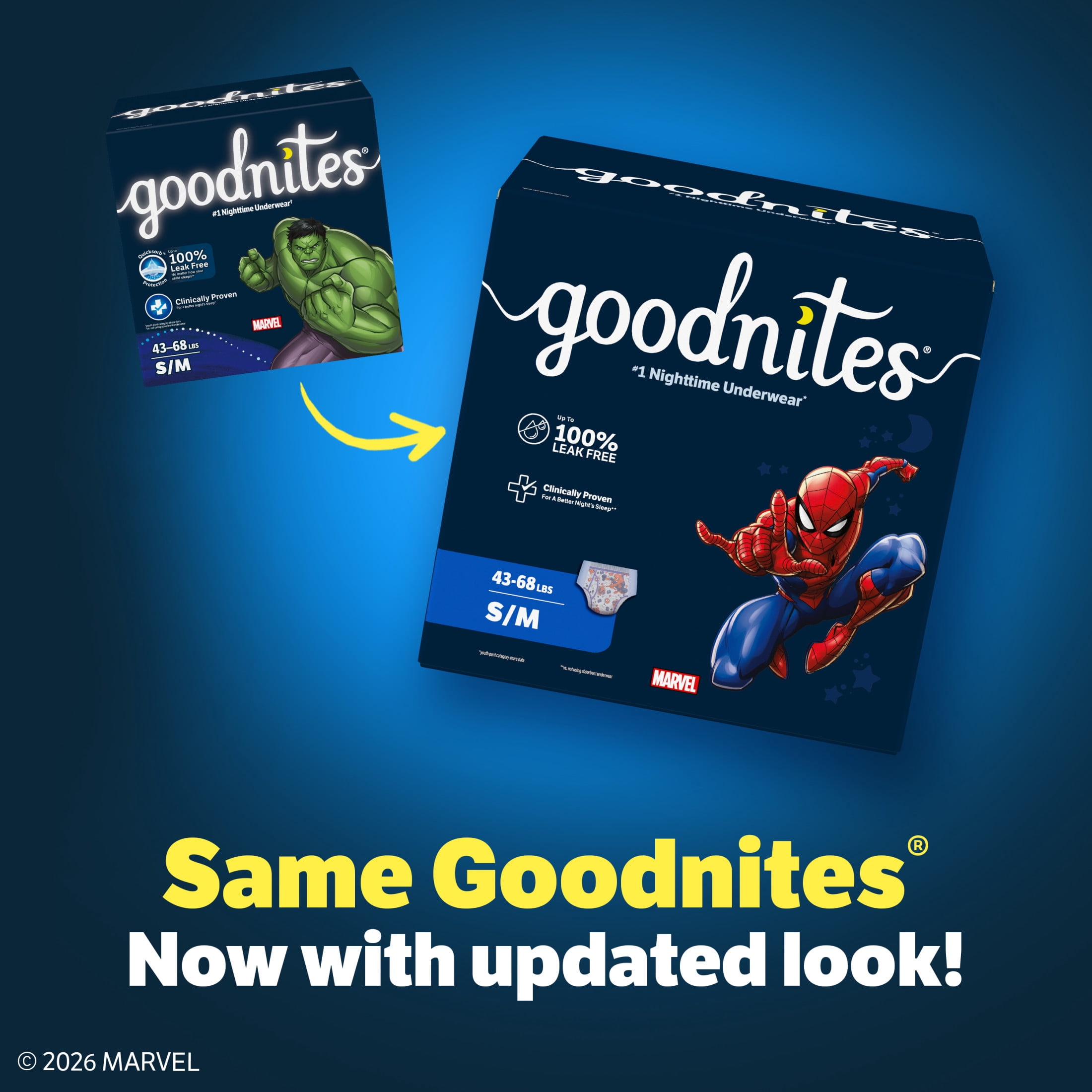 Goodnites Boys Nighttime Bedwetting Underwear, S/M (43-68 lbs), 60 Count (Select for More)