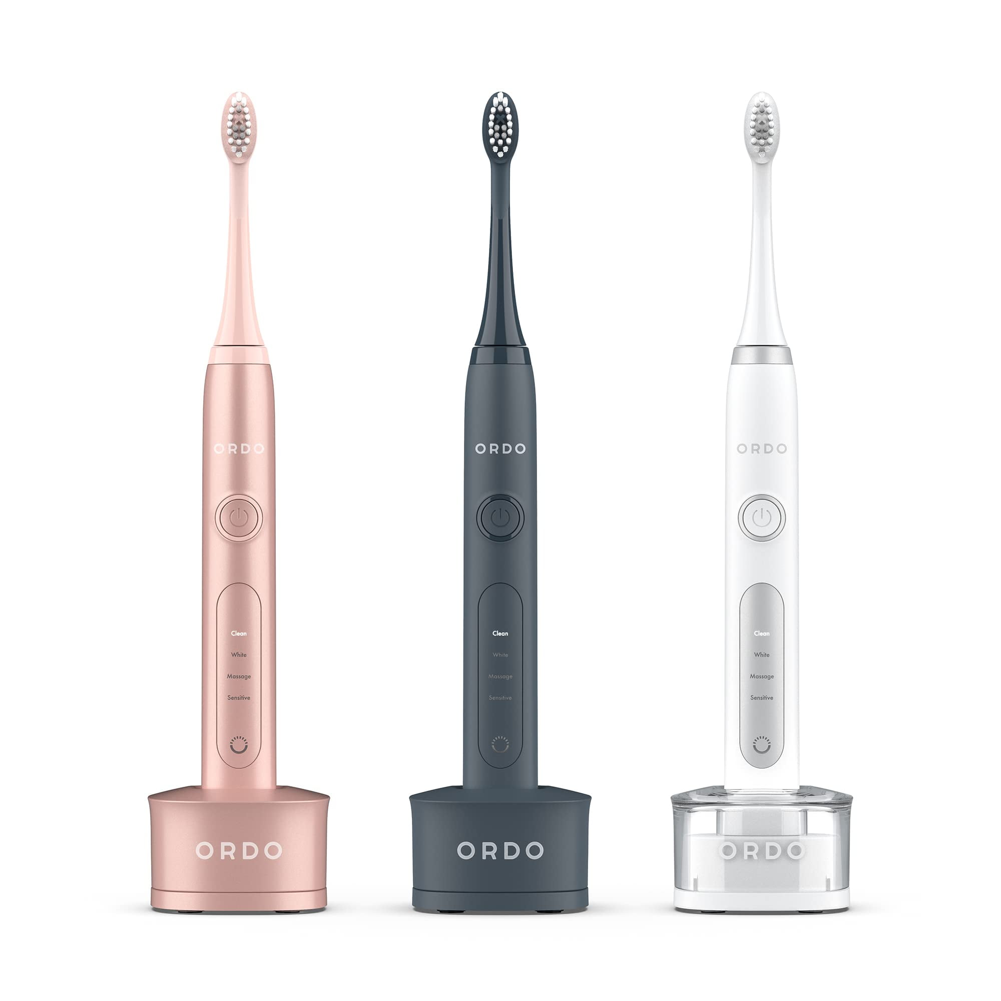 Ordo Sonic Electric Toothbrush Advanced Smart Tech with 4 Brushing Modes Fast Rechargeable Battery and Silicone-Polishing Element USB Charger for Adults Black Charcoal Grey