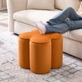 thumbnail image 6 of Zesthouse 18.5″ Velvet Fabric Ottoman, Modern Ottoman Coffee Table for Living Room, Flower Shaped Foot Stools, Upholstered Footrest Stool for Couch, Orange, 6 of 8