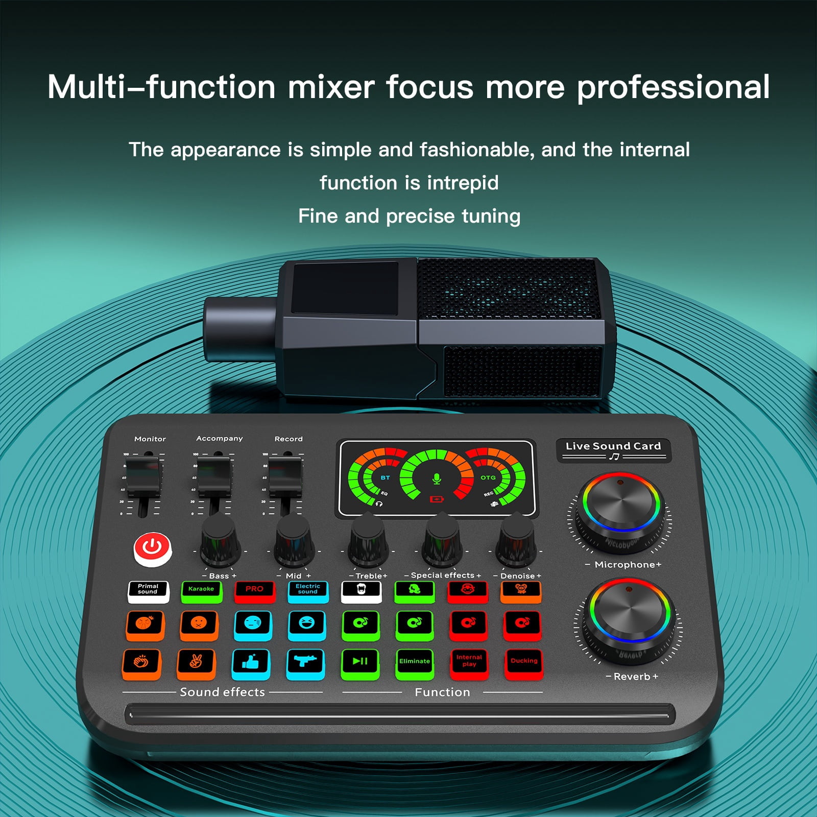 Live Sound Card Live Streaming Studio Recording Mixer DJ Controller Bluetooth-Compatible