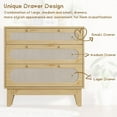 thumbnail image 5 of Rattan 3-Drawer Dresser for Bedroom, Oak Storage Chest with Closet Organizer, Ideal for Bedroom, Living Room, Entryway, Hallway, Oak, 5 of 9