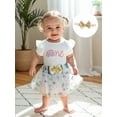 thumbnail image 5 of Rovasas Baby Girl 1st Birthday Outfit Short Sleeve Romper Rainbow Skirt Bow, 5 of 9