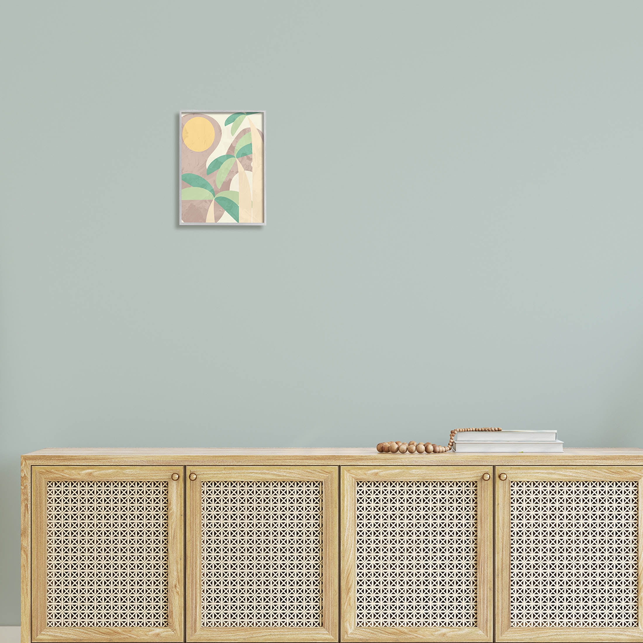 Geometric Palm Tree Summer Botanical & Floral Graphic Art Gray Framed Art Print Wall Art