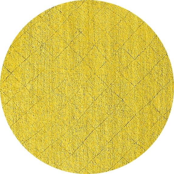 Ahgly Company Indoor Round Solid Yellow Modern Area Rugs, 6' Round