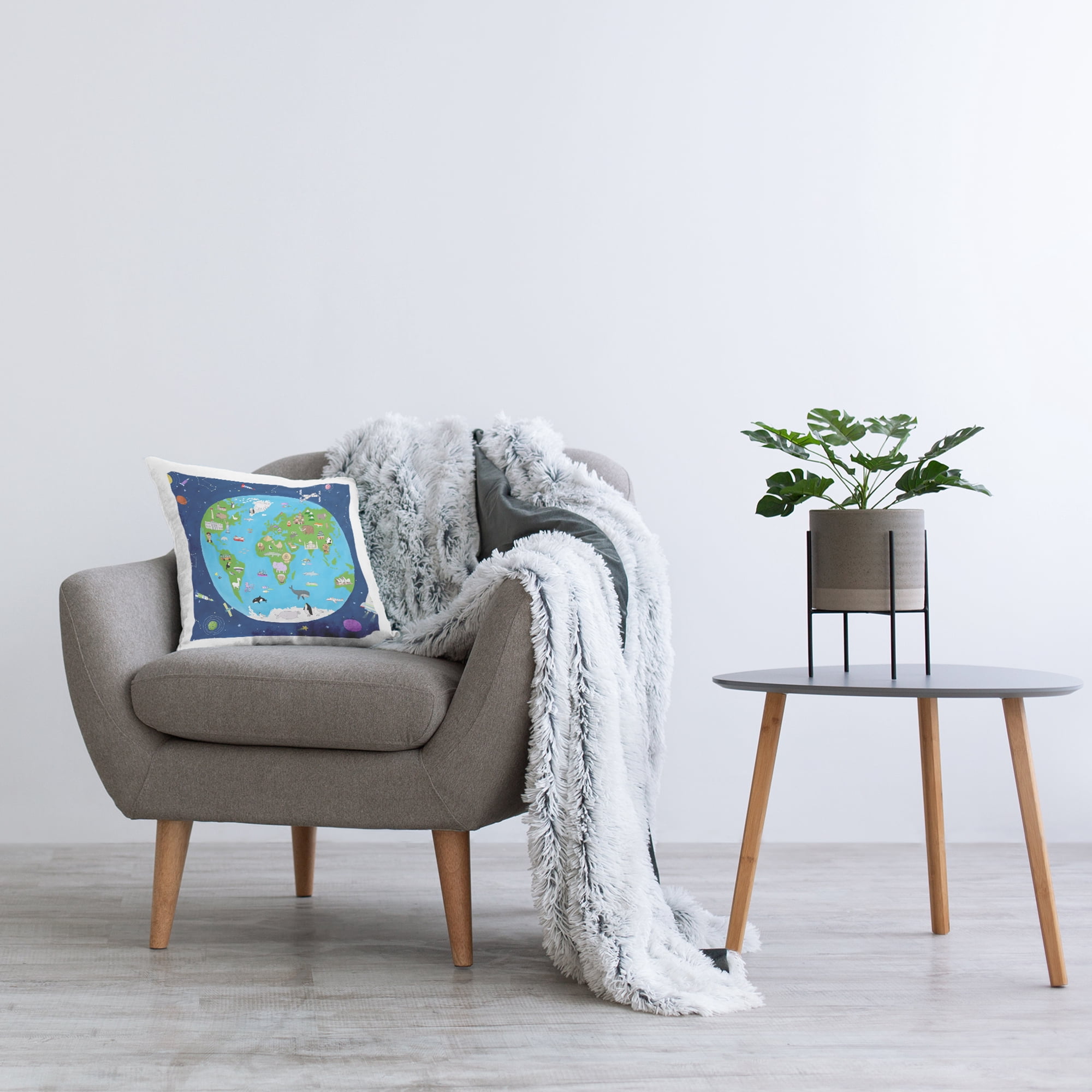 Stupell Industries Animals & Global World Landmarks Square Decorative Printed Throw Pillow, 18 x 18,