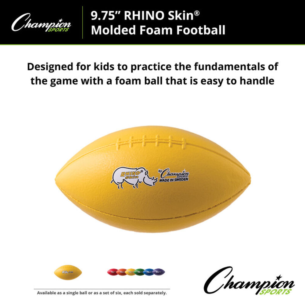 Champion Sports 10.5 Inch Rhino Skin Molded Foam Football, Yellow