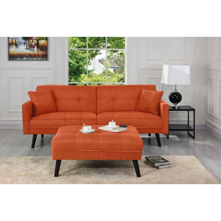 Mobilis Sofamania Mid Century Sofa Bed Orange Walmart