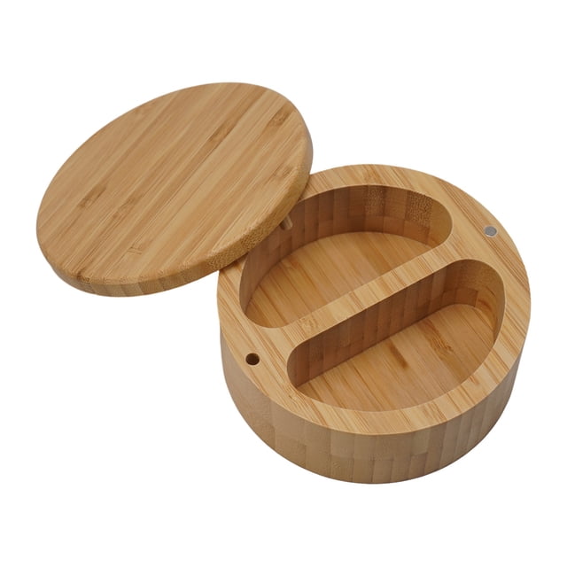 Wooden Salt And Pepper Container, Cellar, Spice Box, With Rotating Magnetic Lids