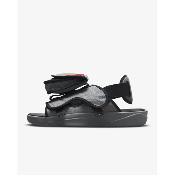 N I-K-E Jo r-dan LS Slide Smoke Grey Red Sandals CZ0791 001 - SIZE 7 MEN / 8 WOMEN