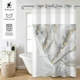 thumbnail image 7 of MIZHONA Gray and Gold Marble No Hooks Shower Curtains with Snap in Liner Modern Black and White Fabric Bathroom Curtain,71"× 86", 7 of 7