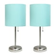 thumbnail image 1 of LimeLights Home Decorative Stick Lamp with USB Charging Port, White Fabric Shade and Black Base - 2 Pack Set, 1 of 10