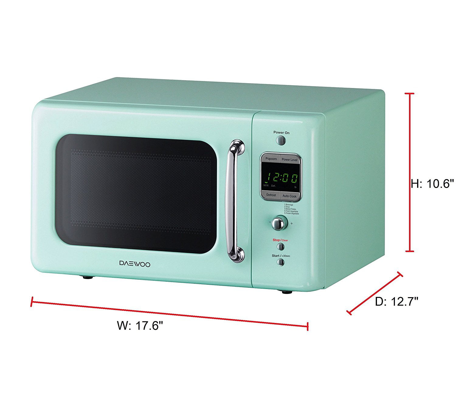 Mint WINIADAEWOO ELECTRONICS WOR07R2ZEM Retro Microwave Oven 0.7 Cu Ft 