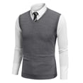 thumbnail image 2 of SAATLERI Sweater Vest Men V Neck Knitted Solid Plain Pullover Sweater Tops Sleeveless Relaxed Fit Knitwear, 2 of 5