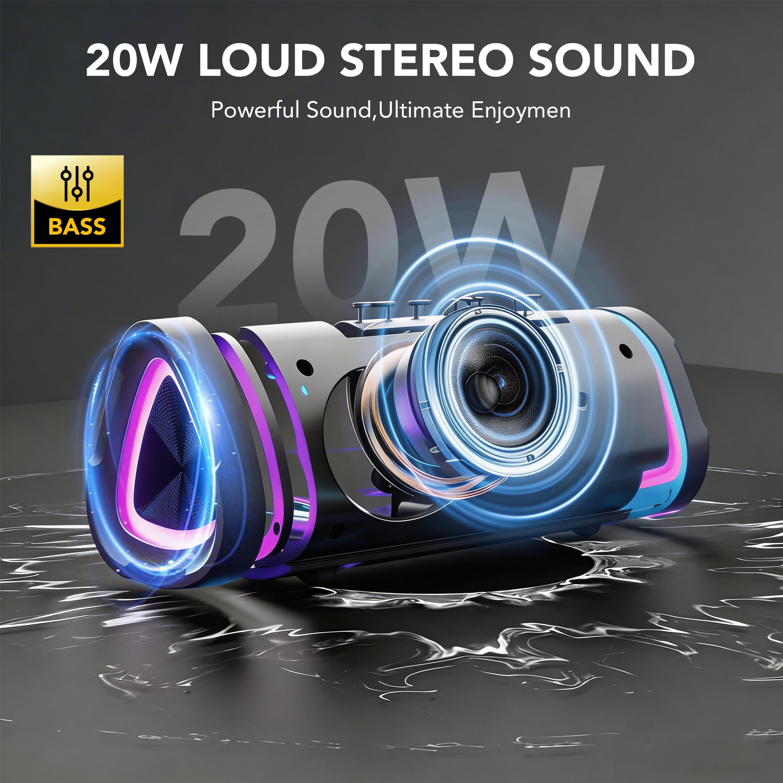 CASCHO 15W Portable Bluetooth Speaker with LED Lights photo 4