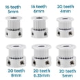 thumbnail image 2 of 3D Printer Parts GT2 Timing Pulley 16 Tooth 2GT 20 Teeth Aluminum Bore 5mm 8mm Synchronous Wheels Gear Part For Width 6/10mm ,Easy Installation, 2 of 6