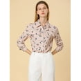 thumbnail image 3 of Allegra K Camisa Casual Con Bolsillos En El Pecho Estampado Geométrico Abstracto Mangas Largas Cuello Puntiagudo Con Botones Para Mujer Rosa XL, 3 of 6