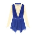 thumbnail image 6 of DPOIS Womens Shiny Rhinestones Long Sleeve Figure Ice Skating Dress Blue M, 6 of 7