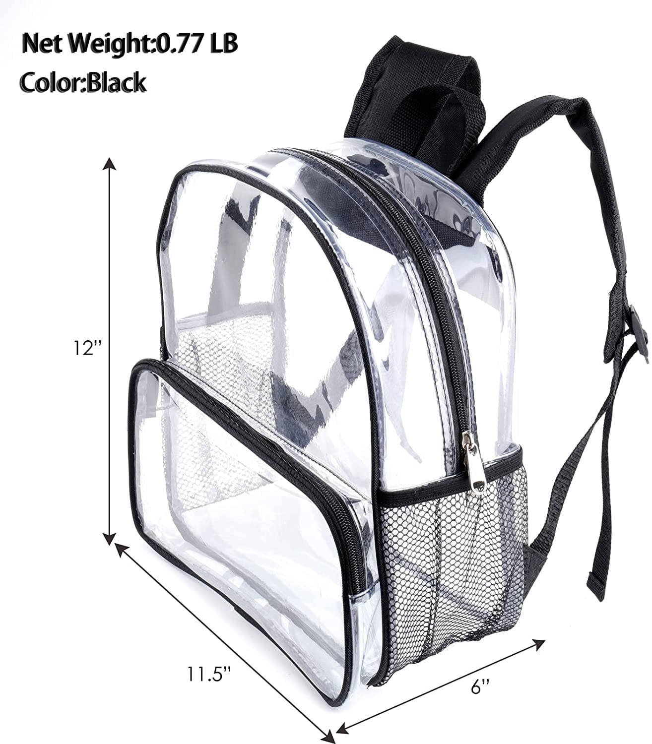 Fomaris Mini Clear Backpack 12x12x6 Stadium Approved Clear Backpacks Small  Plastic Backpack Bag for Sports Concert Outdoor Event (Black)