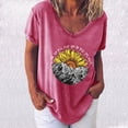 thumbnail image 2 of Pompotops Mode Femmes T-Shirt Imprimé Col en V Manches Courtes Tee Décontracté Blouse, 2 of 4