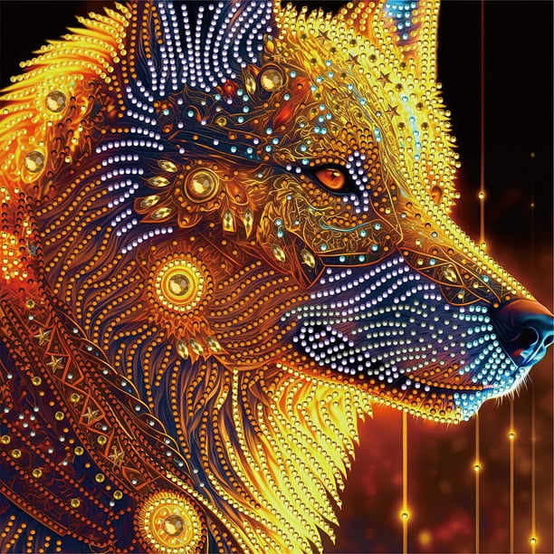 Pintura de diamante 5D DIY Kit de taladro en forma especial parcial Wolf Home Decor (WQ046)