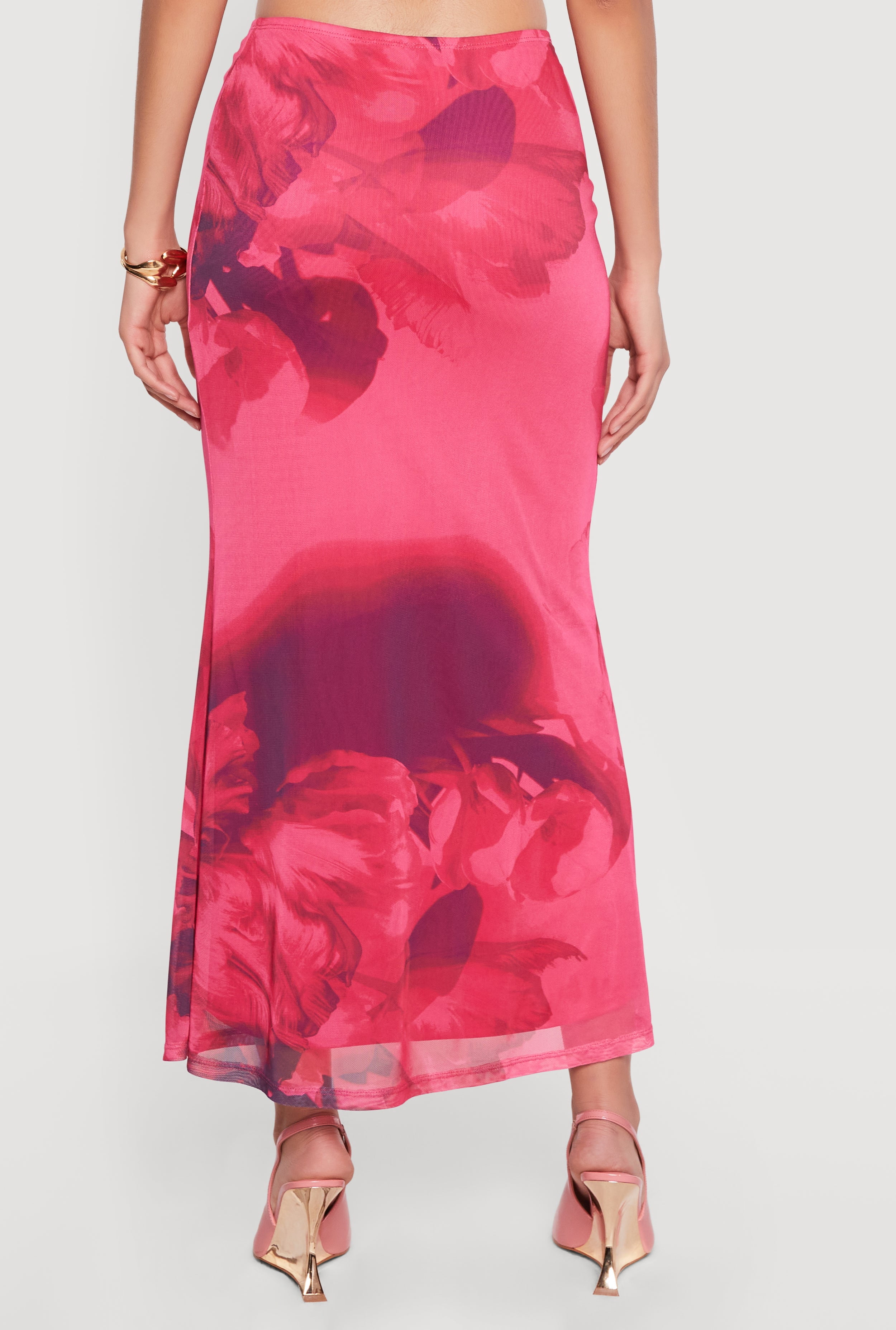 Women's Floral Mesh Maxi Mermaid Skirt - Walmart.com