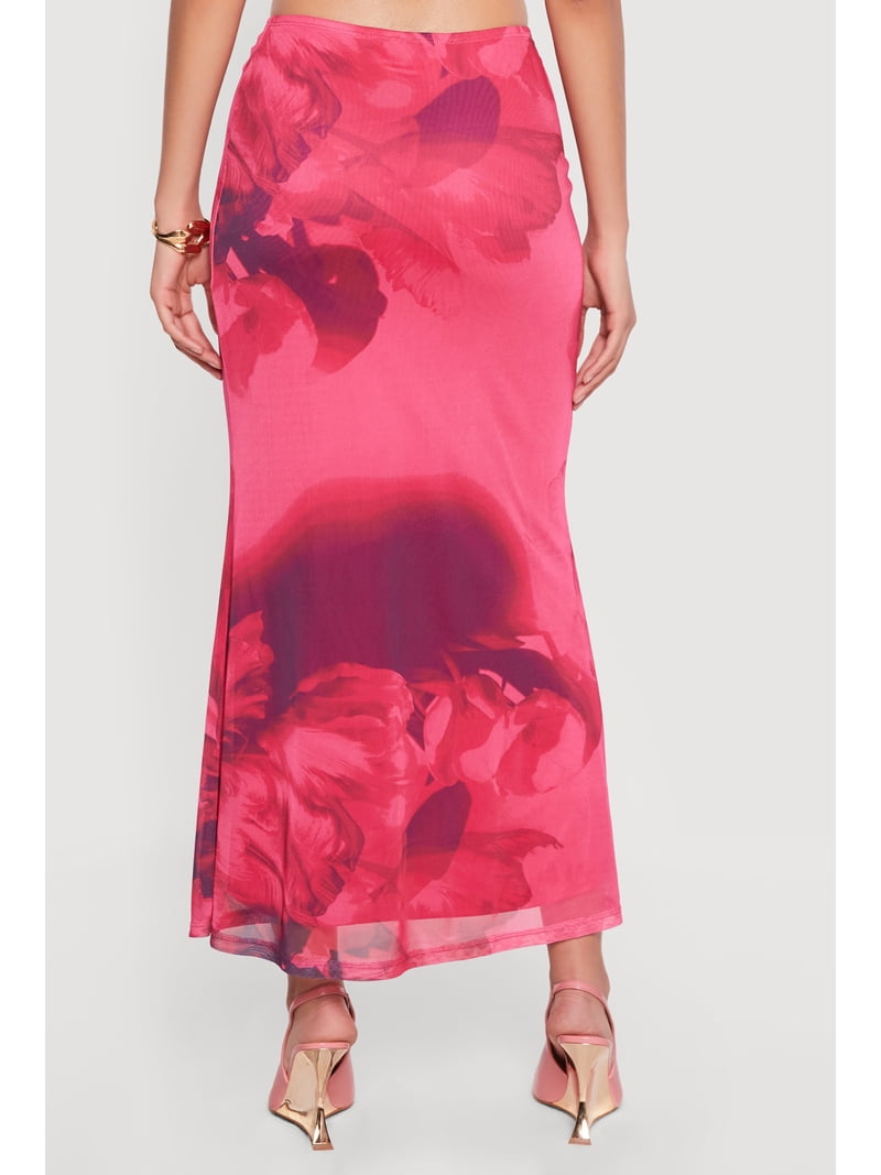 Women's Floral Mesh Maxi Mermaid Skirt - Walmart.com