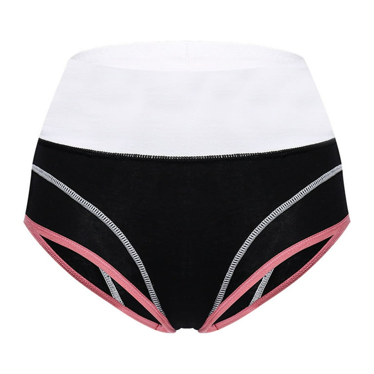 rygai Women Panties High Waisted Contrast Color Red Hem Sport Comfortable  Moisture Wicking Stretchy Ladies Briefs Underpants Underwear Daily