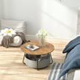 thumbnail image 6 of Manora Coffee Table with Fabric Basket Storage, Round Center Table for Living Room, Brown, 6 of 9