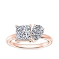 thumbnail image 1 of 1.00 Carat Excellent Princess & Pear Cut Real Diamond New Design Two Stone Ring for Wedding Solid 18K Rose Gold Size 11, 1 of 8