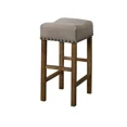 thumbnail image 2 of Natural Oak Wood Counter Height Bar Stool Set of 2, Nailhead Trim Upholstered Kitchen Stools, 2 of 3