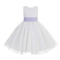 thumbnail image 2 of Ekidsbridal White Lace Organza Flower Girl Dress with Colored Sash for Toddlers Formal Evening Gown Pretty Princess 186T 4, 2 of 3