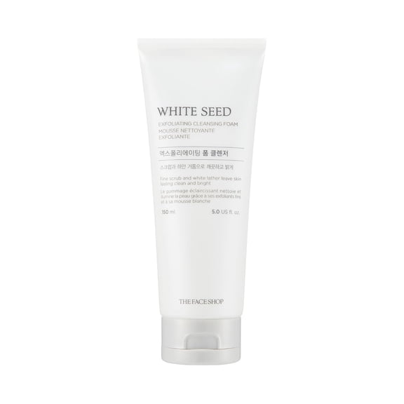 The Face Shop White Seed Exfoliating Cleansing Foam, Brightening Face Wash, 5.07 fl oz