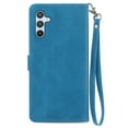 thumbnail image 6 of Wallet Case For Samsung Galaxy S24 Ultra,Decase Elegant Style Embossed Flower Pattern PU Leather Premium Designed Phone Covers Zipper Flip Strap Zipper Card Holder Case with Wristband Strap,Blue, 6 of 6