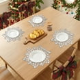 thumbnail image 3 of Set of 6 Snowflake Shape Placemats, Kitchen Table Mat, Seasonal Holiday Christmas Place Mats for Party Dining Table Silver 15inch, 3 of 6