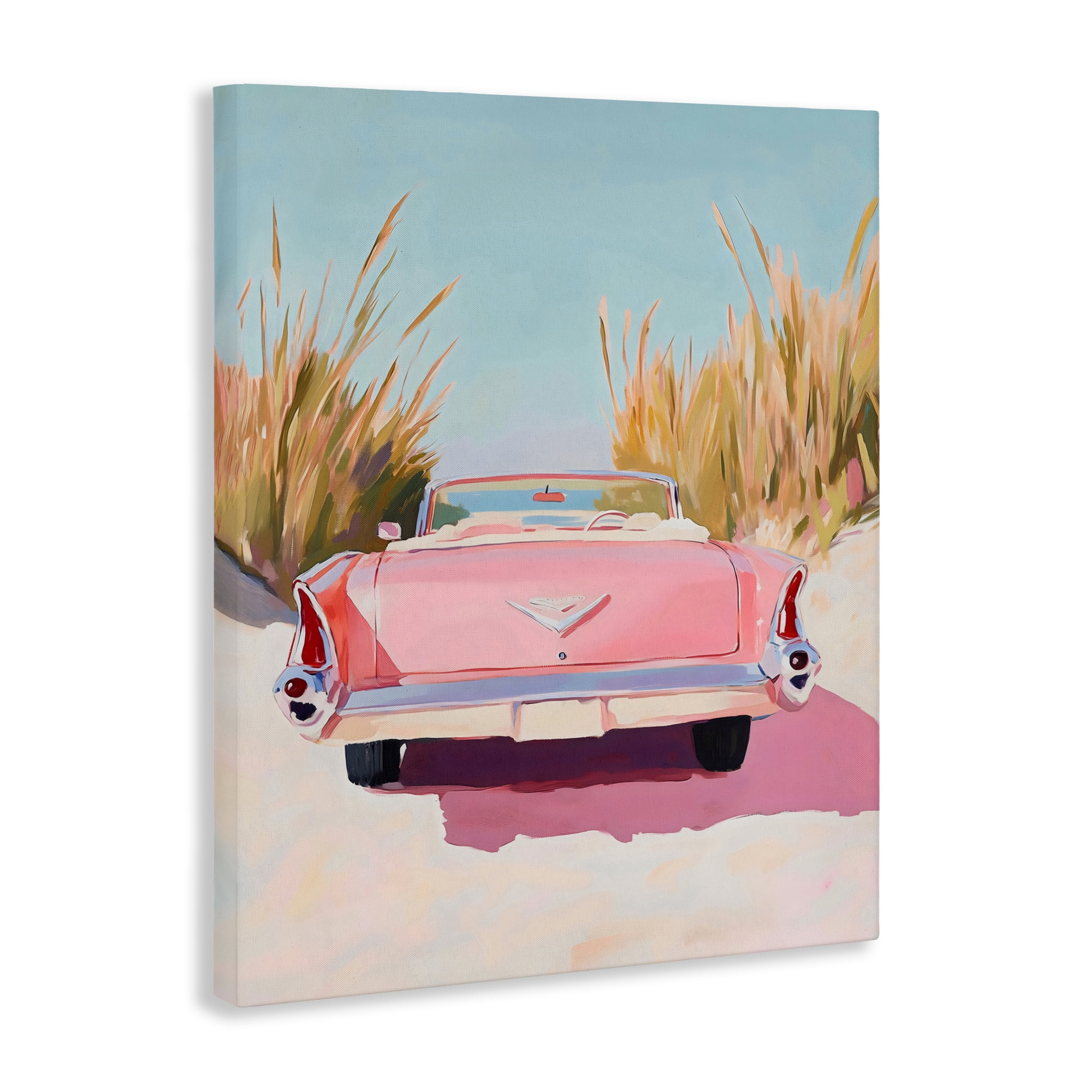 Stupell Industries Pink Cadillac on Beach Canvas Wall Art, design by The Prints Vibe