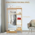 thumbnail image 4 of 6 Tier Bamboo Clothing Rack with Extra Storage for Small Spaces, Lightweight &  Garment Organizer for Guest Room, Kids Bedroom, Entryway, 4 of 5
