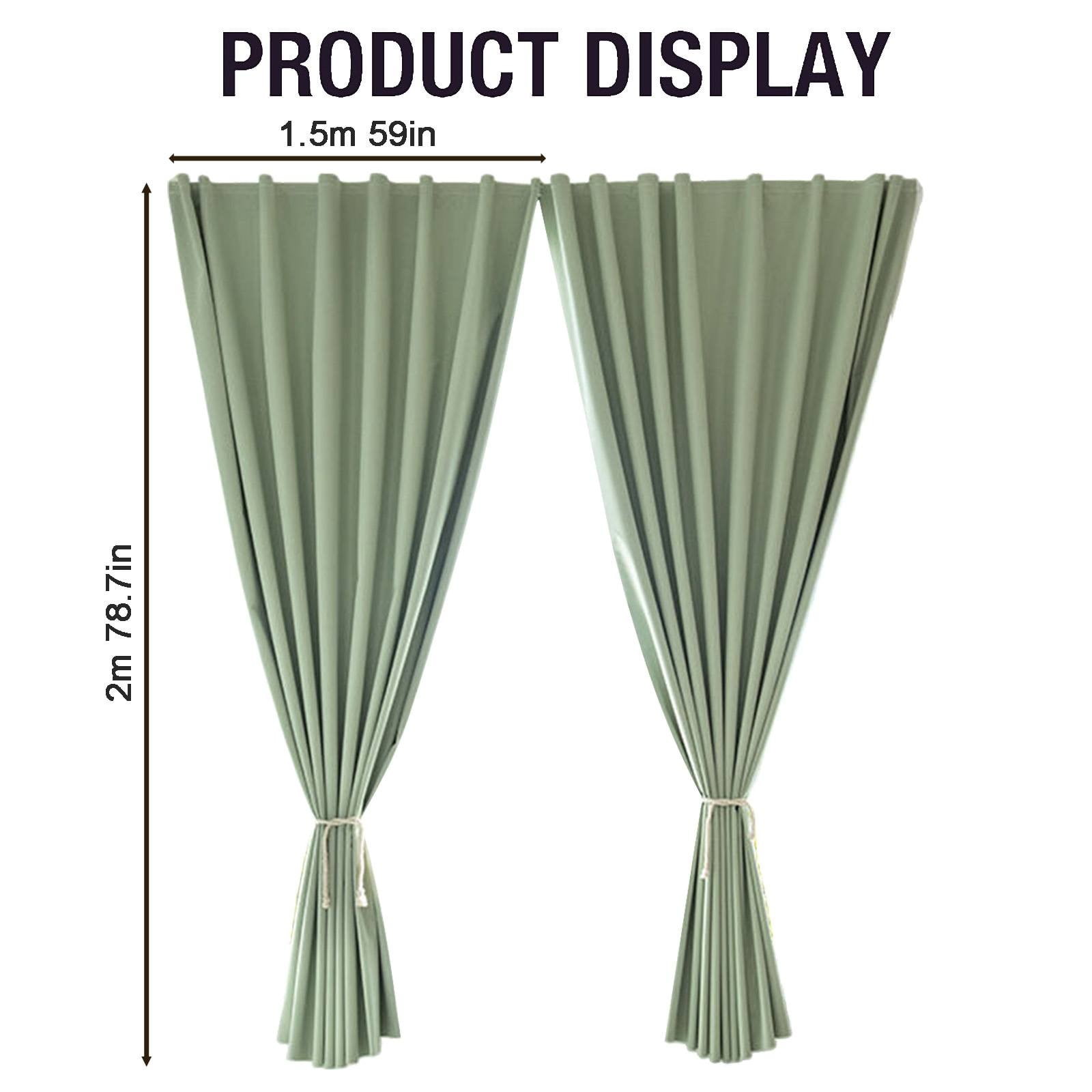 Outdoor Curtains for Patio Waterproof, 2 Panel Self Adhesive Curtains Blackout Curtains with Ropes, Light Blocking Curtains Shade, Porch Drapes Gazebo Curtains Outdoor Privacy Curtains, 59x39in Black