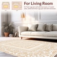 thumbnail image 2 of ODIKA 3'x5' Machine Washable Non-Slip Area Rug, Enchanted Garden Vine Scroll Mosaic Artistry High Traffic Rug, Beige, 417309, 2 of 7