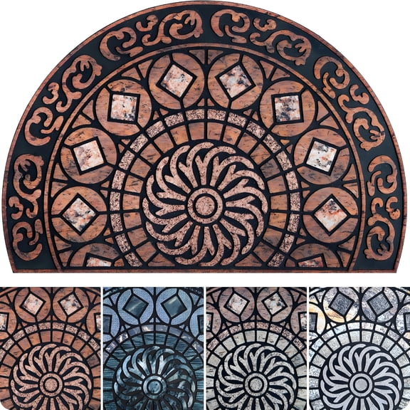 RLESO Pattern Front Door Mat Heavy Duty Warm Door Mat Outdoor Entrance Low Pile Easy Fit Welcome Mat Anti Slip Rubber Backing Doormat Outdoor Entrance for Patio,Porch Large 23" X 36"