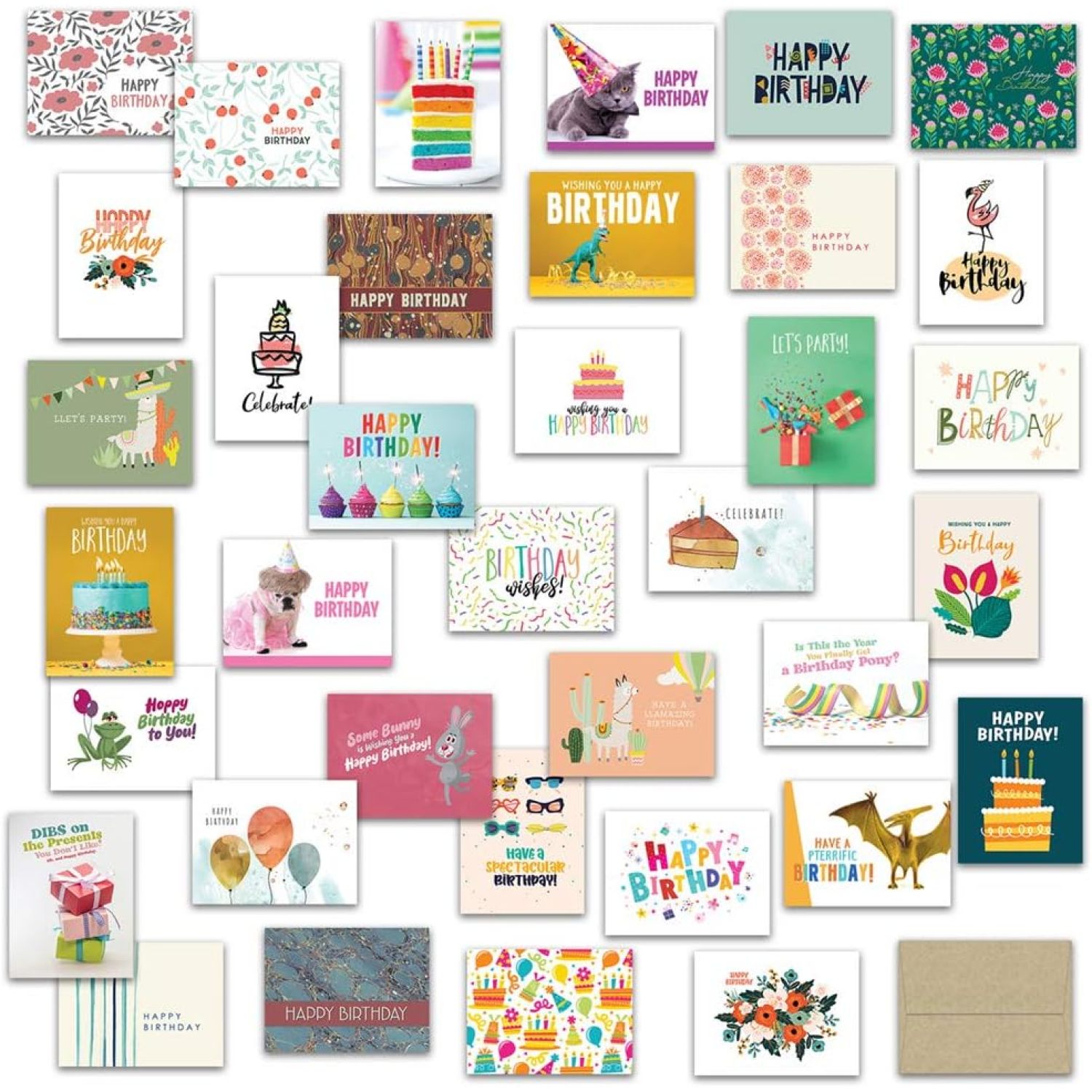 Note Card Cafe Happy Birthday Cards with Envelopes 72 Pack Birthday