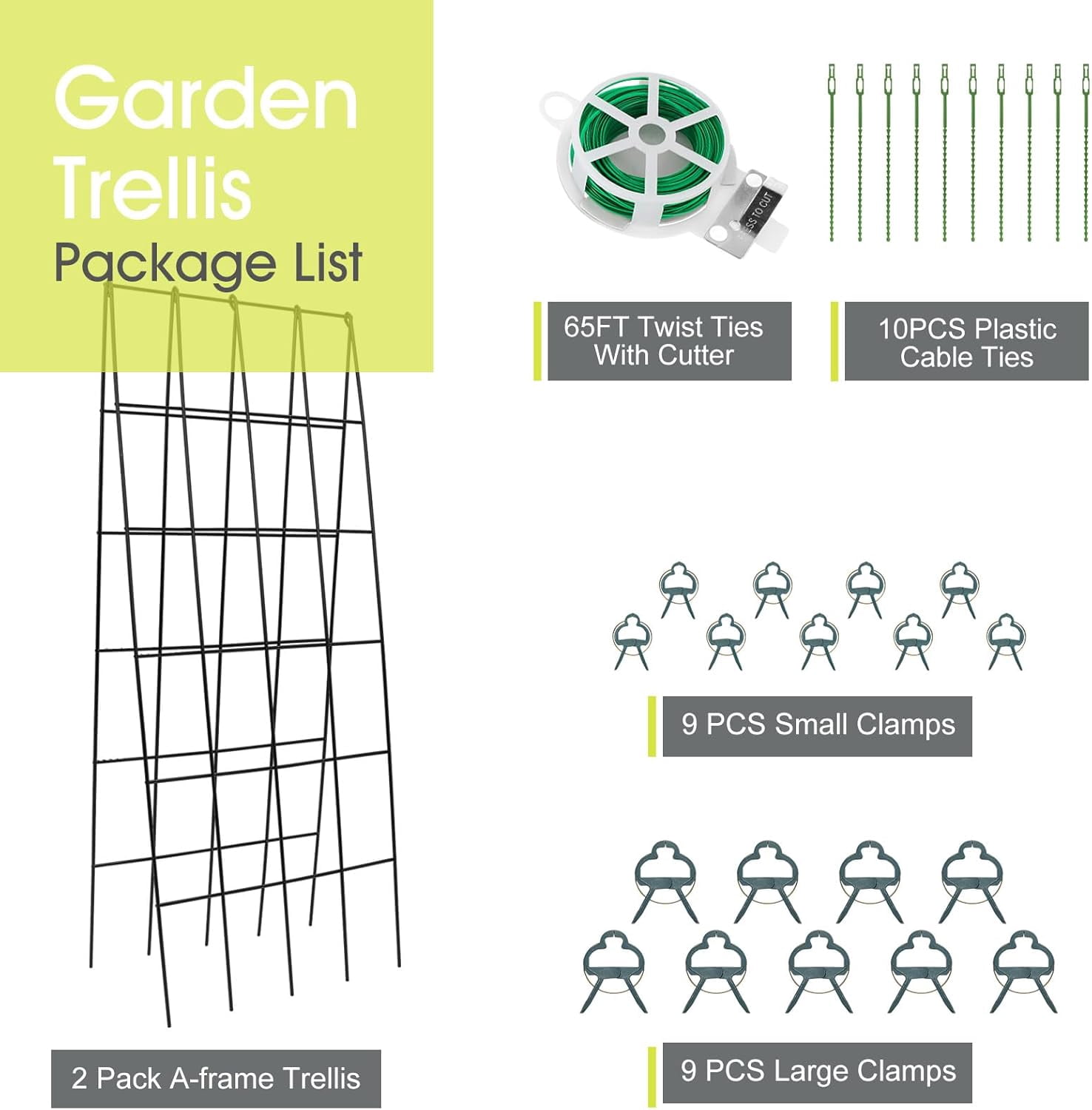 Cucumber Trellis for Raised Bed,  16.5 x 40 Inch Metal Trellis for Climbing Plants Outdoor with Plant Clips Twist Ties, Garden Plant A-Frame Trellis for Vegetable Pea Tomato (Black, 2 PCS)